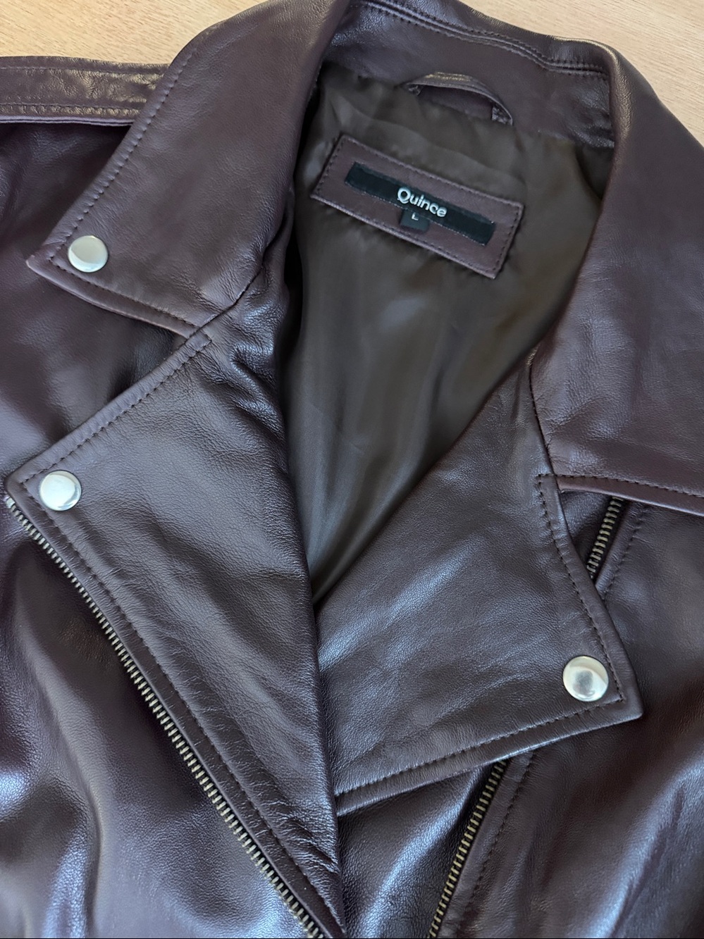 Quince Women's Oxblood Leather Moto Jacket